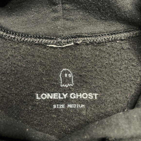 Lonely Ghost Hoodie Men Black Pullover Lonely Zombie Hands Lightning M Medium - Picture 3 of 3